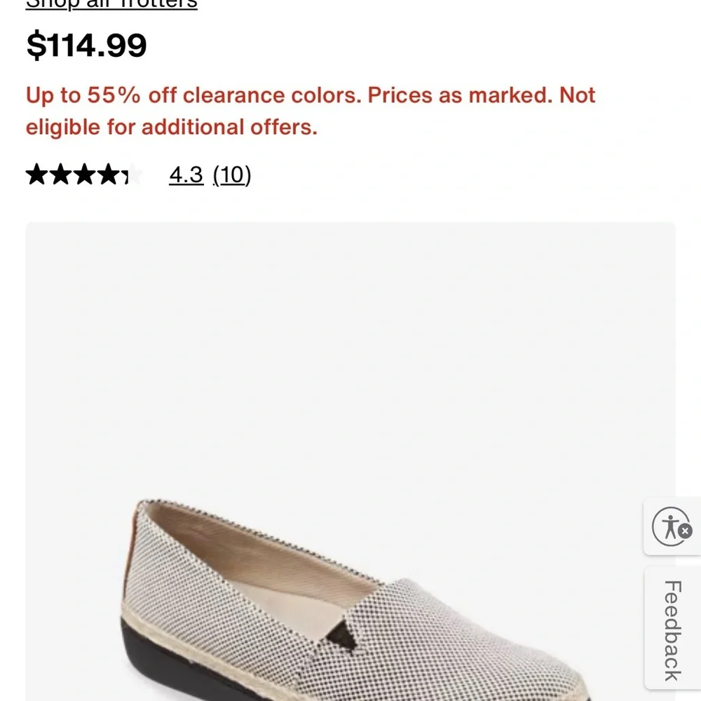 Trotters Black and White Espadrille Slip-On Flats